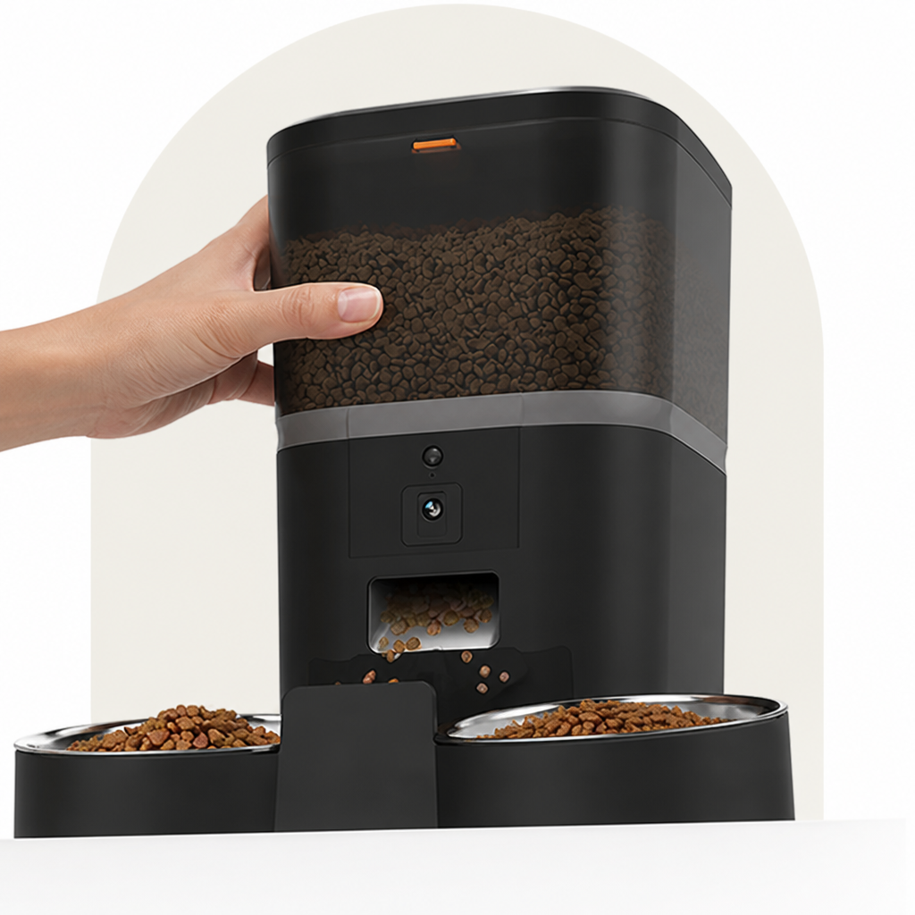 DogBedHouse WiFi App Control & Stainless Steel Bowl Pet Feeder
