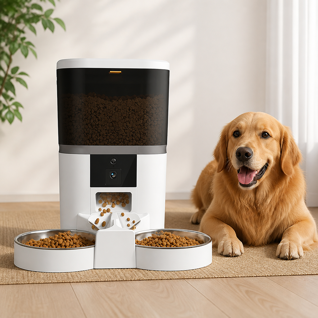 DogBedHouse WiFi App Control & Stainless Steel Bowl Pet Feeder