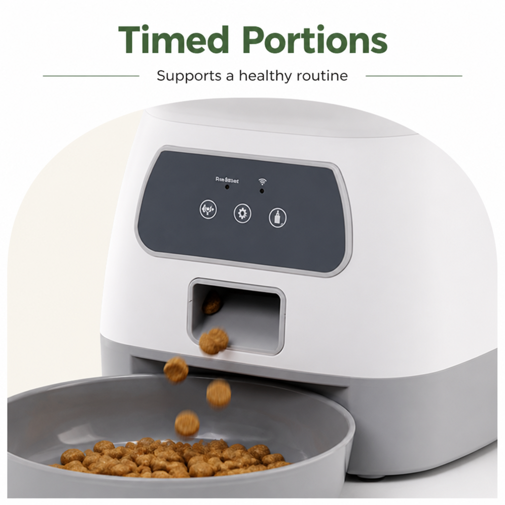 DogBedHouse WiFi App-Controlled & Portion-Control Automatic Pet Feeder (Removable Hopper)