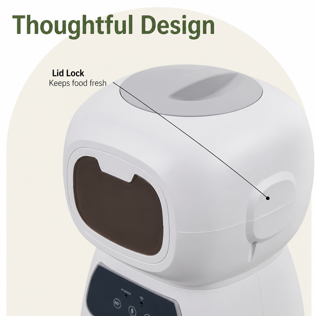 DogBedHouse WiFi App-Controlled & Portion-Control Automatic Pet Feeder (Removable Hopper)