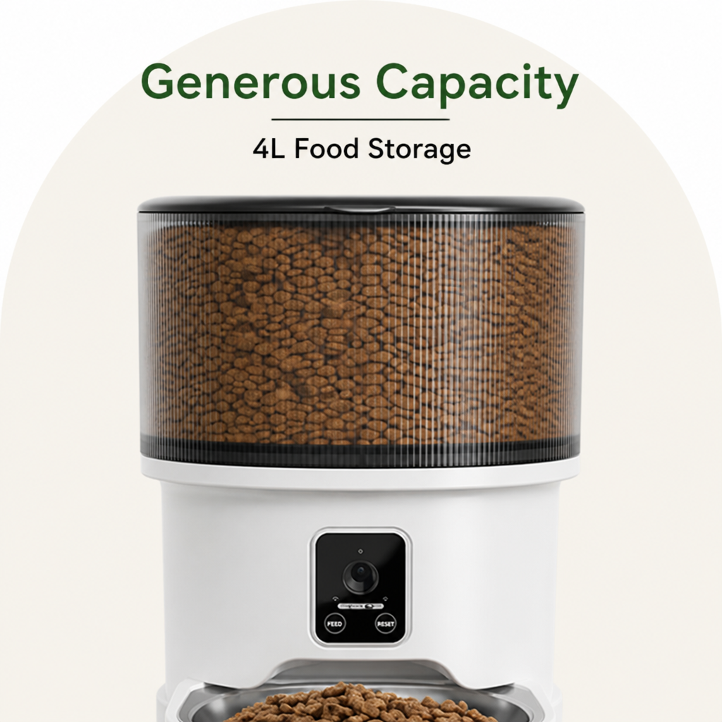 DogBedHouse WiFi App-Controlled & Portion Control Pet Feeder (4L Hopper)
