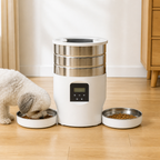 DogBedHouse WiFi & Button Programmable Pet Feeder (4L, Stainless Bowls)