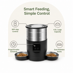 DogBedHouse WiFi & Button Programmable Pet Feeder (4L, Stainless Bowls)