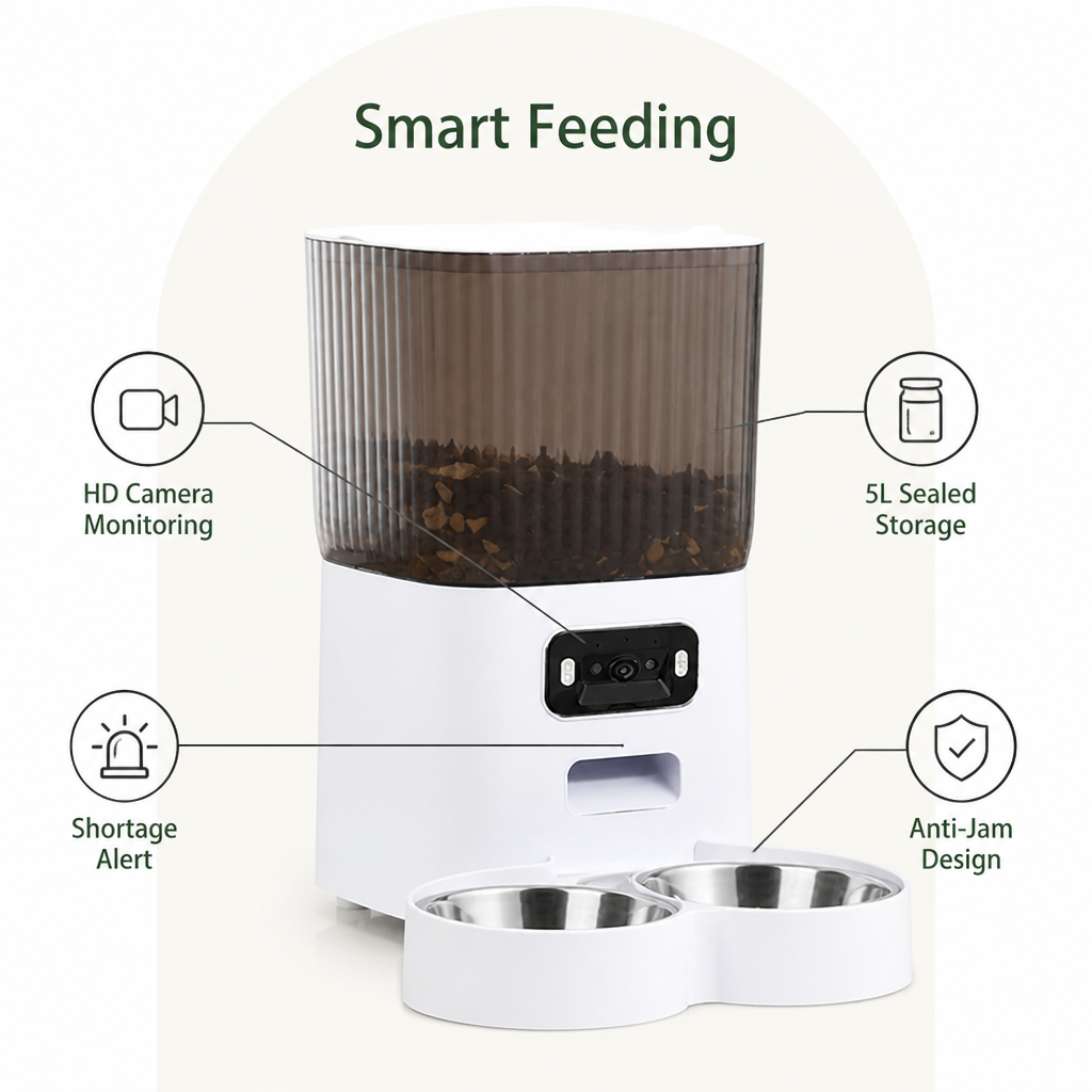 DogBedHouse WiFi & Camera Automatic Pet Feeder (5L Hopper)