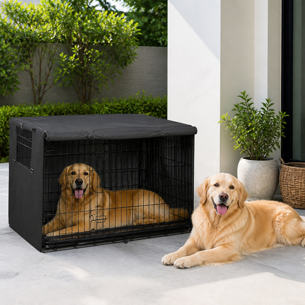 DogBedHouse Windproof Oxford & Mesh Windows Crate Cover (Fits 36-Inch Crates)