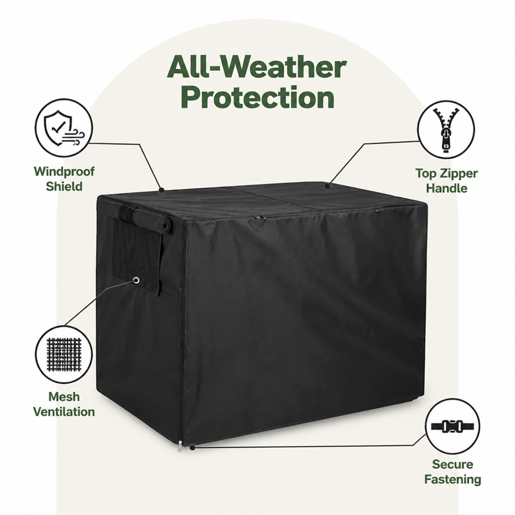 DogBedHouse Windproof Oxford & Mesh Windows Crate Cover (Fits 36-Inch Crates)