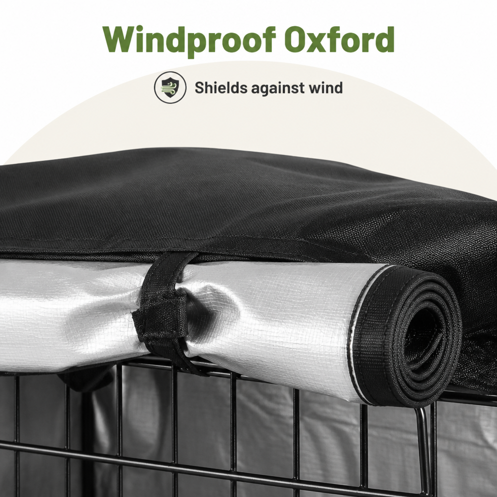 DogBedHouse Windproof Oxford & Two-Zip Doors Dog Crate Cover