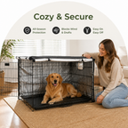 DogBedHouse Windproof Oxford & Two-Zip Doors Dog Crate Cover