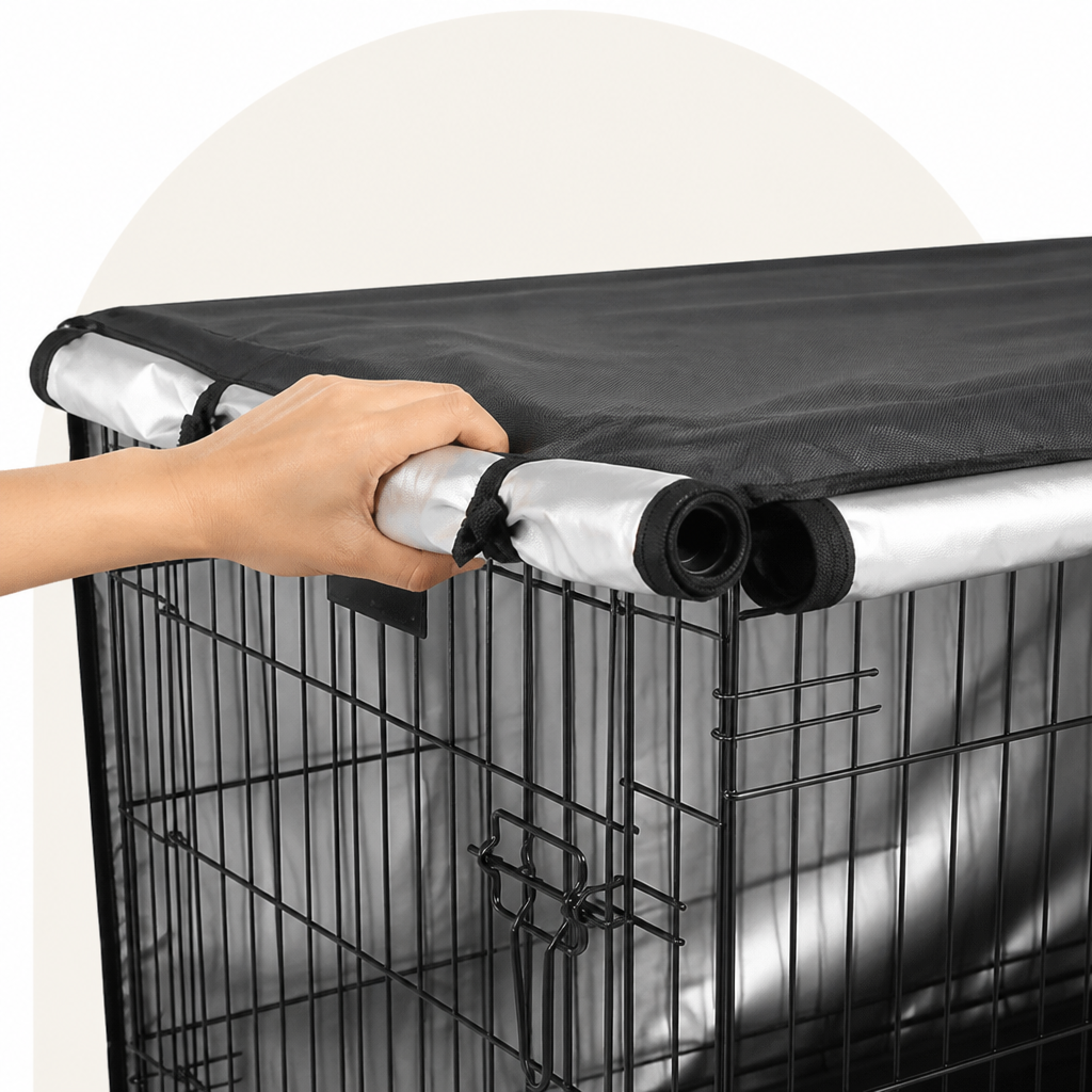 DogBedHouse Windproof Oxford & Two-Zip Doors Dog Crate Cover