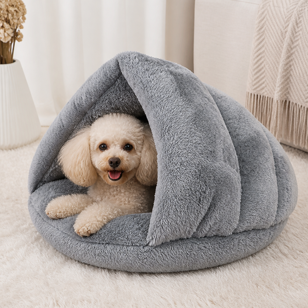 DogBedHouse Winter Warm Plush & Washable Cat & Small Dog Bed