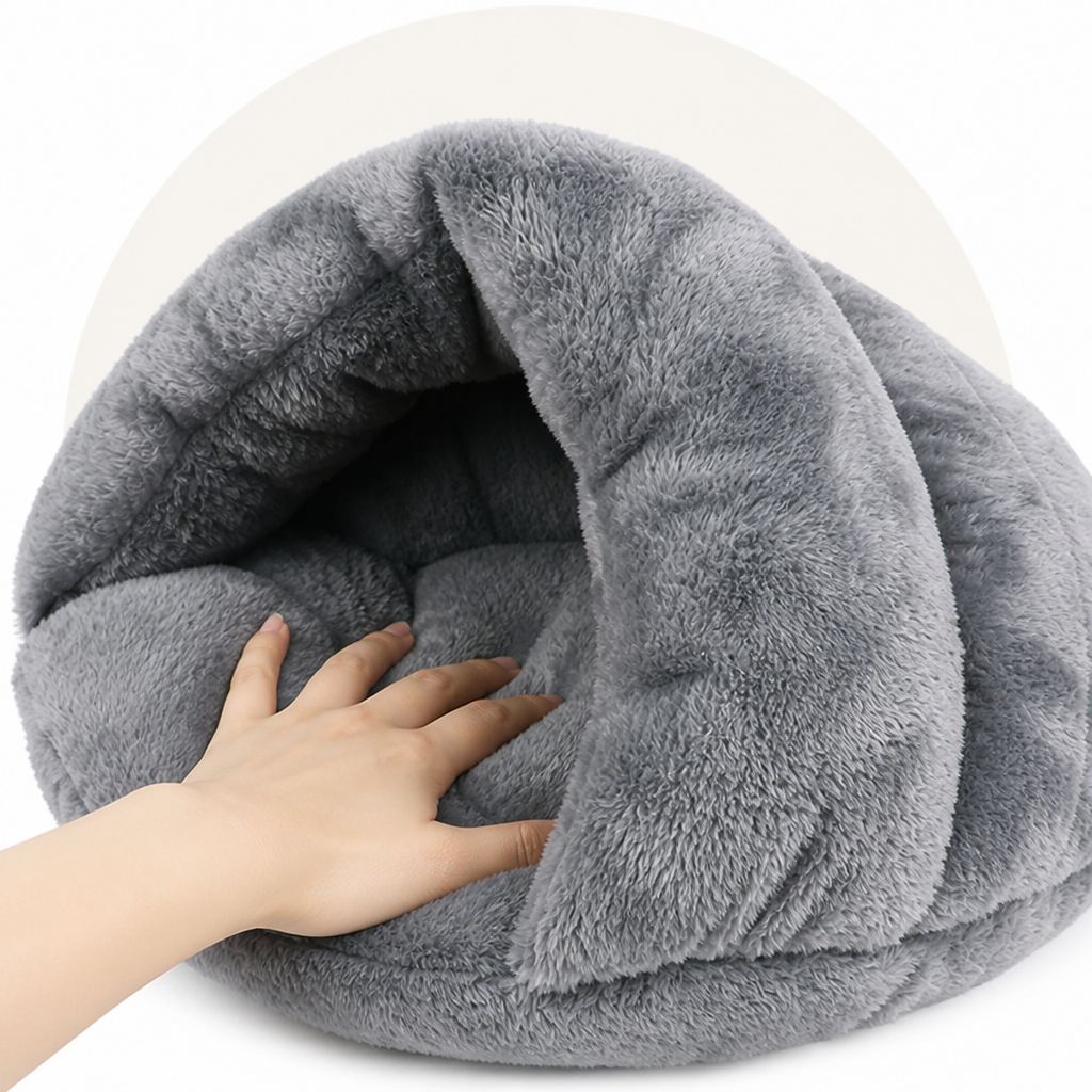DogBedHouse Winter Warm Plush & Washable Cat & Small Dog Bed