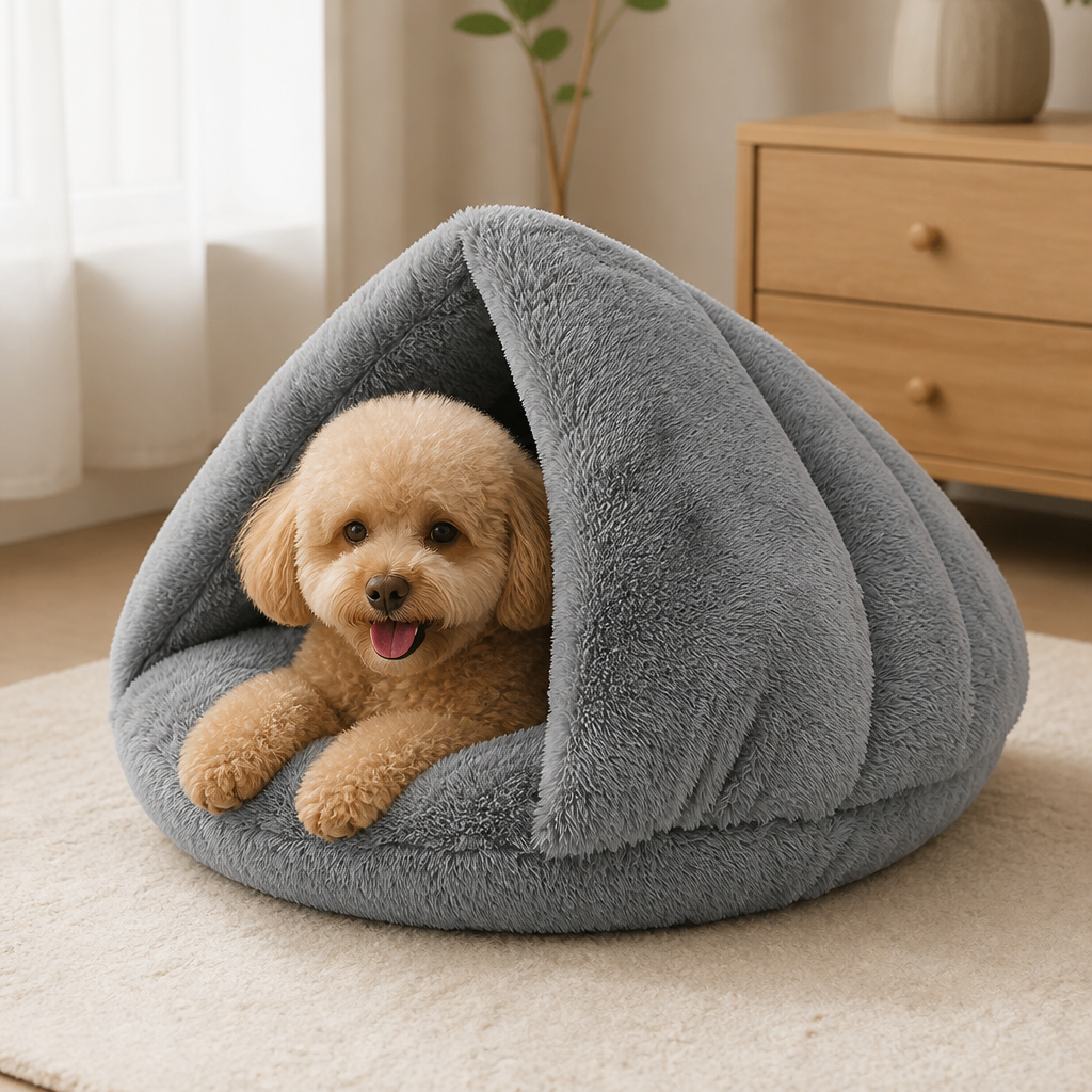 DogBedHouse Winter Warm Plush & Washable Cat & Small Dog Bed