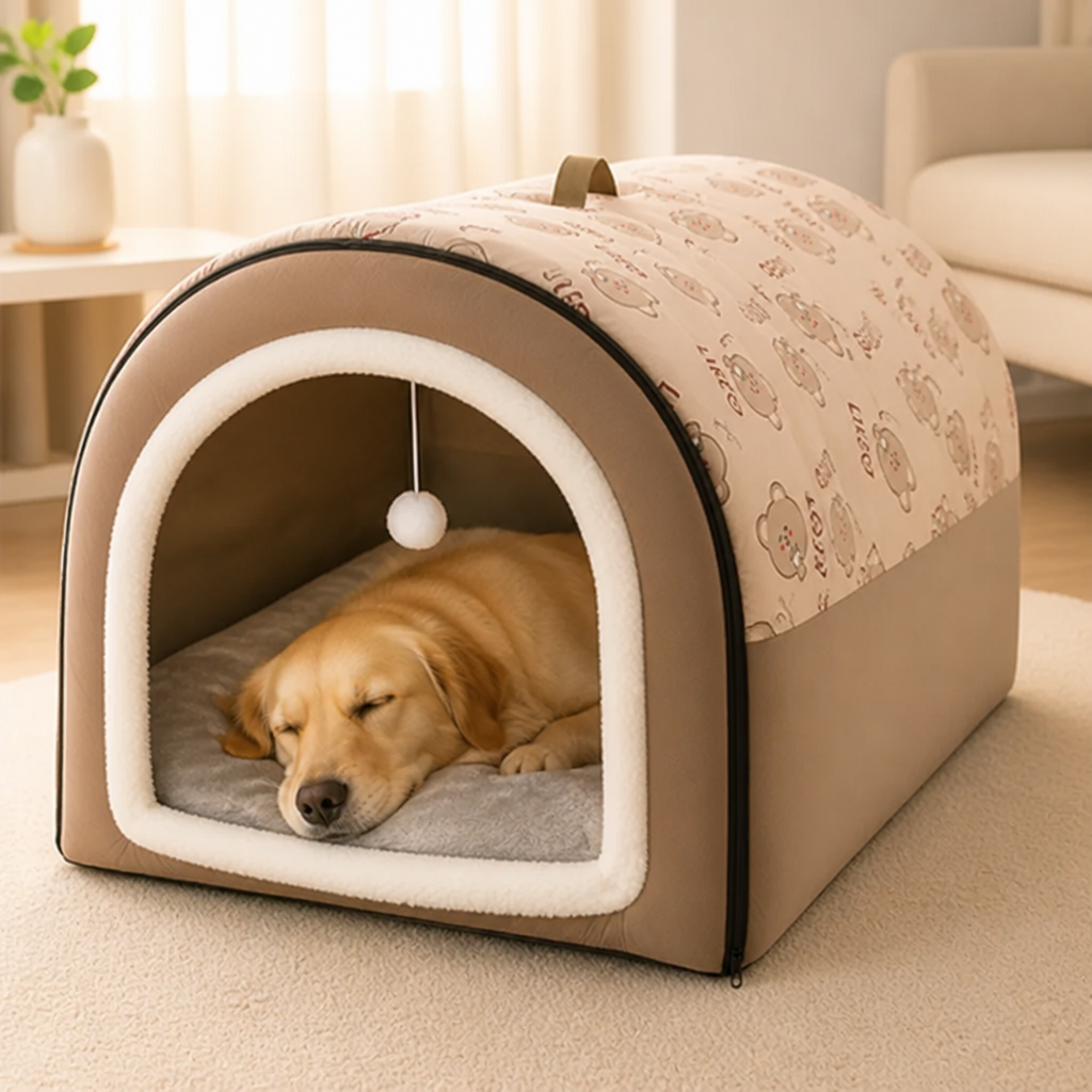 DogBedHouse Winter-Warm Plush & Washable Dog Bed