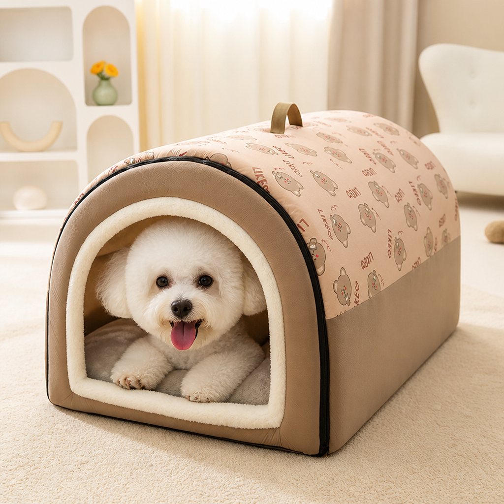 DogBedHouse Winter-Warm Plush & Washable Dog Bed