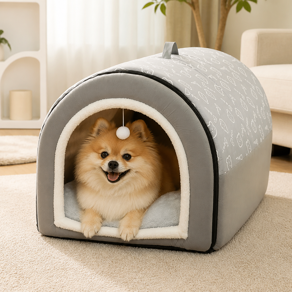 DogBedHouse Winter-Warm Plush & Washable Dog Bed