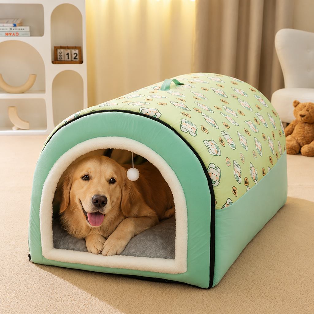 DogBedHouse Winter-Warm Plush & Washable Dog Bed