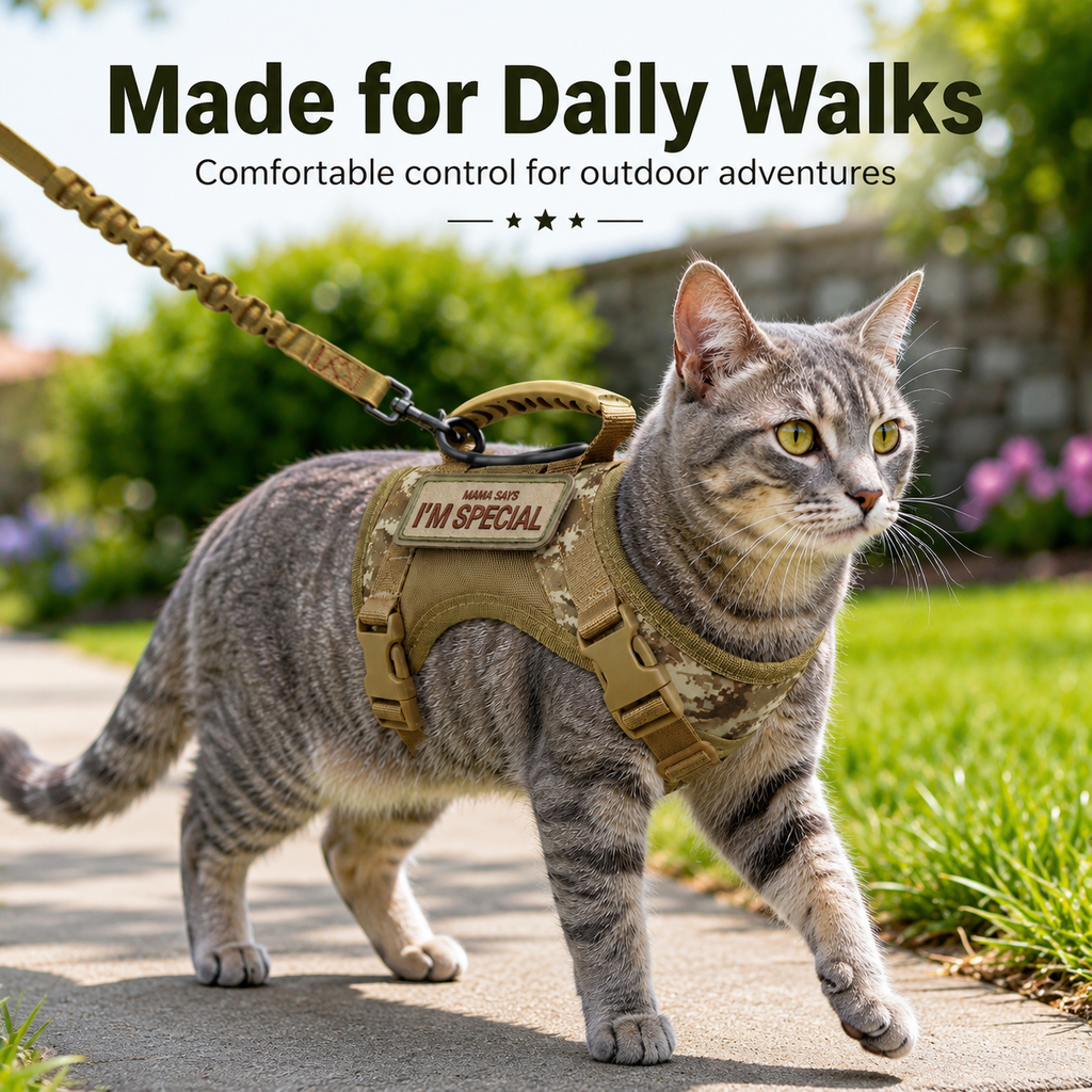Escape-Resistant Adjustable Breathable Mesh Cat Harness (Vest-Style)