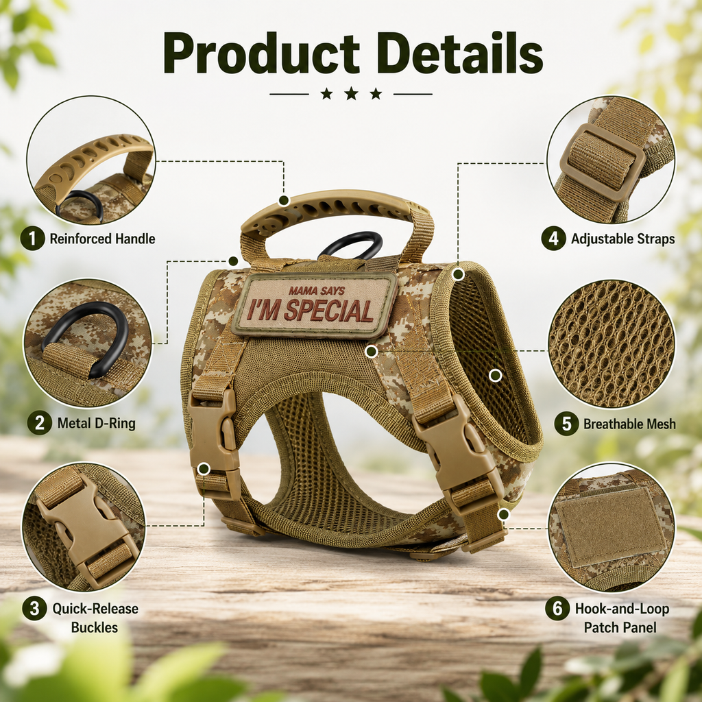 Escape-Resistant Adjustable Breathable Mesh Cat Harness (Vest-Style)