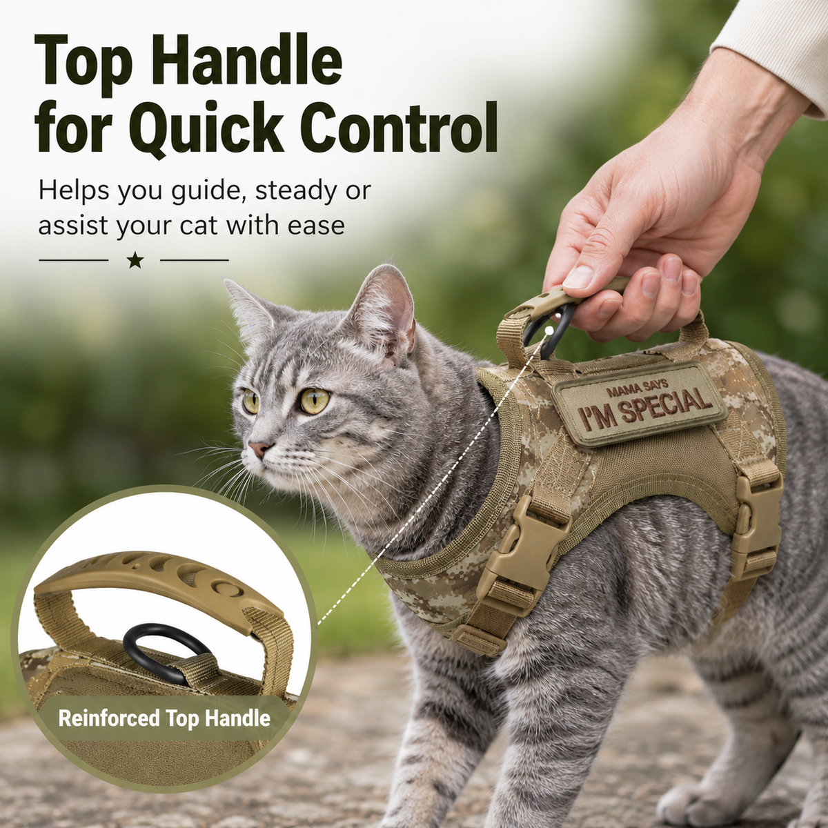 Escape-Resistant Adjustable Breathable Mesh Cat Harness (Vest-Style)