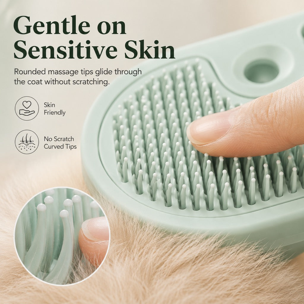 Fine-Mist Spray & One-Click Hair Release Pet Grooming Brush