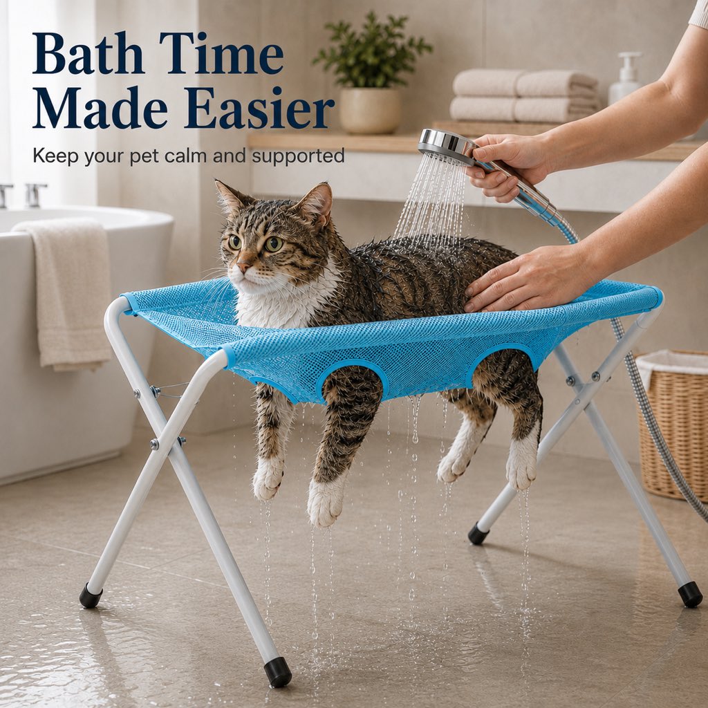 Foldable Elevated Breathable Mesh Pet Grooming Rack (Supports 44 lb)
