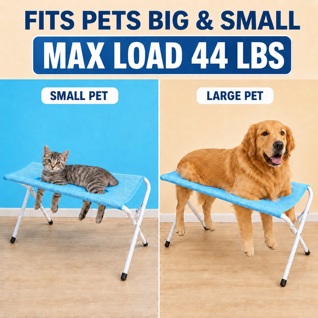 Foldable Elevated Breathable Mesh Pet Grooming Rack (Supports 44 lb)