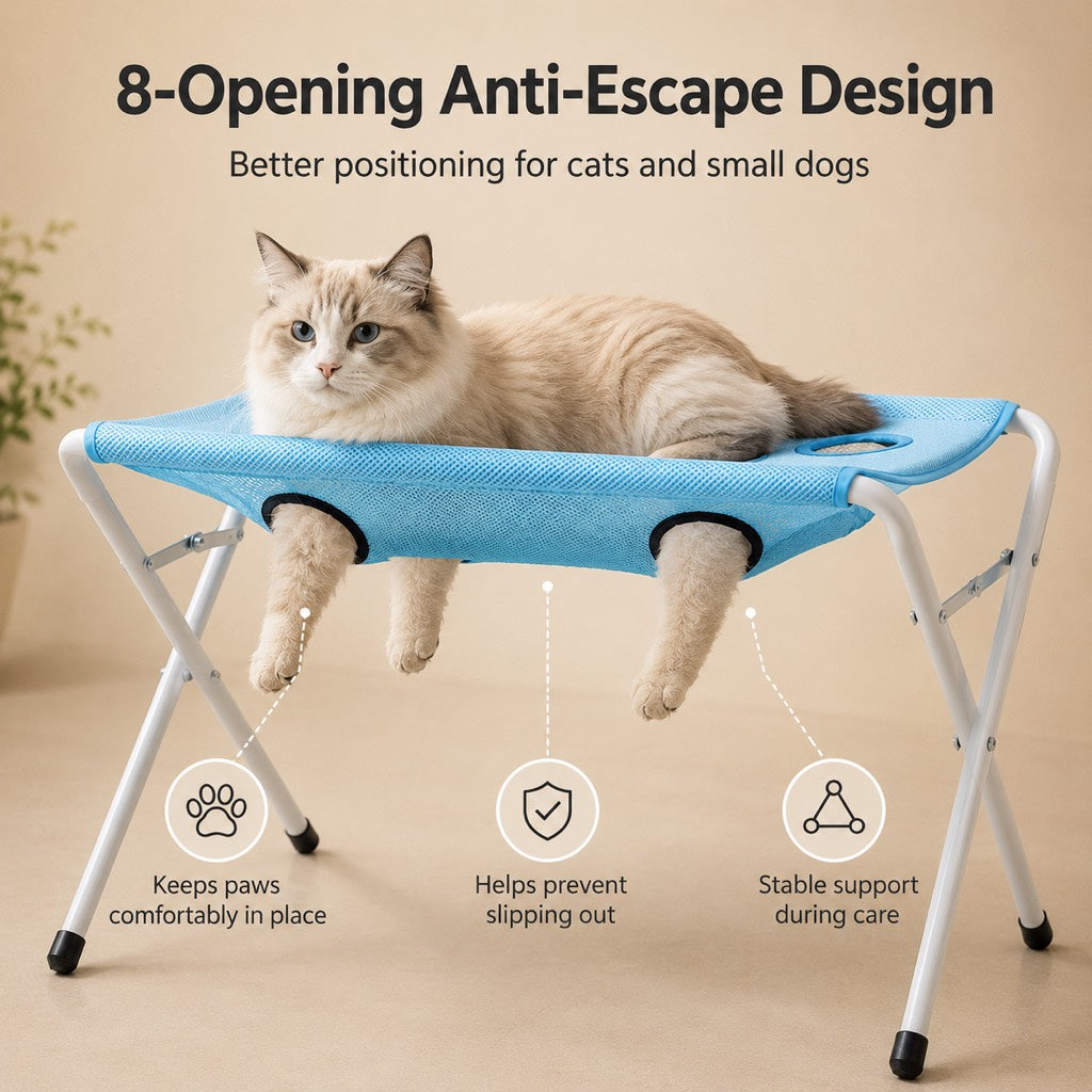 Foldable Elevated Breathable Mesh Pet Grooming Rack (Supports 44 lb)