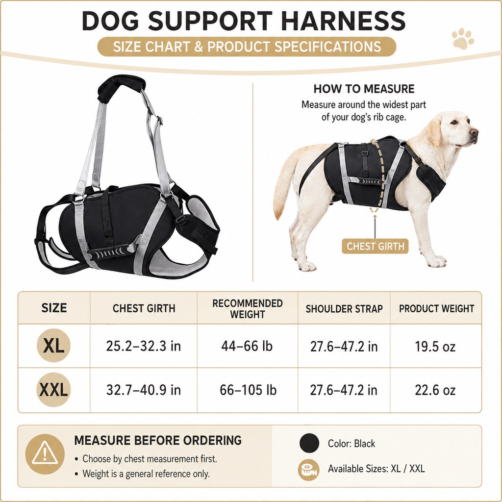Full-Body Adjustable Padded Mesh Dog Lift Harness