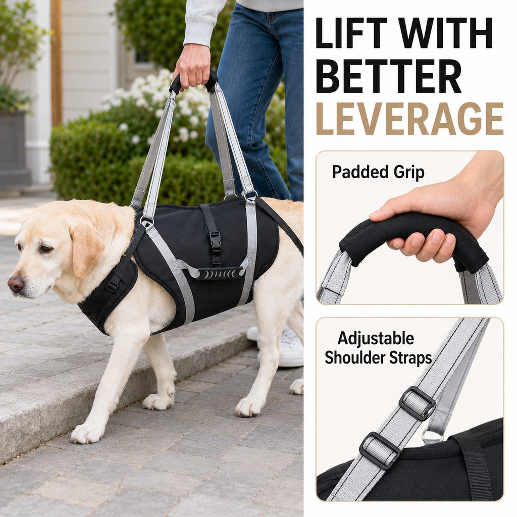 Full-Body Adjustable Padded Mesh Dog Lift Harness