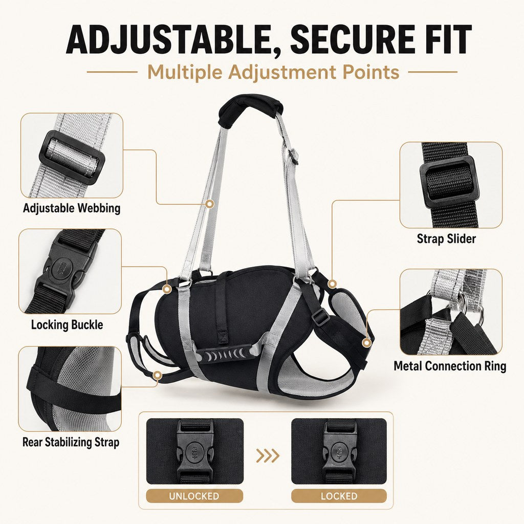 Full-Body Adjustable Padded Mesh Dog Lift Harness