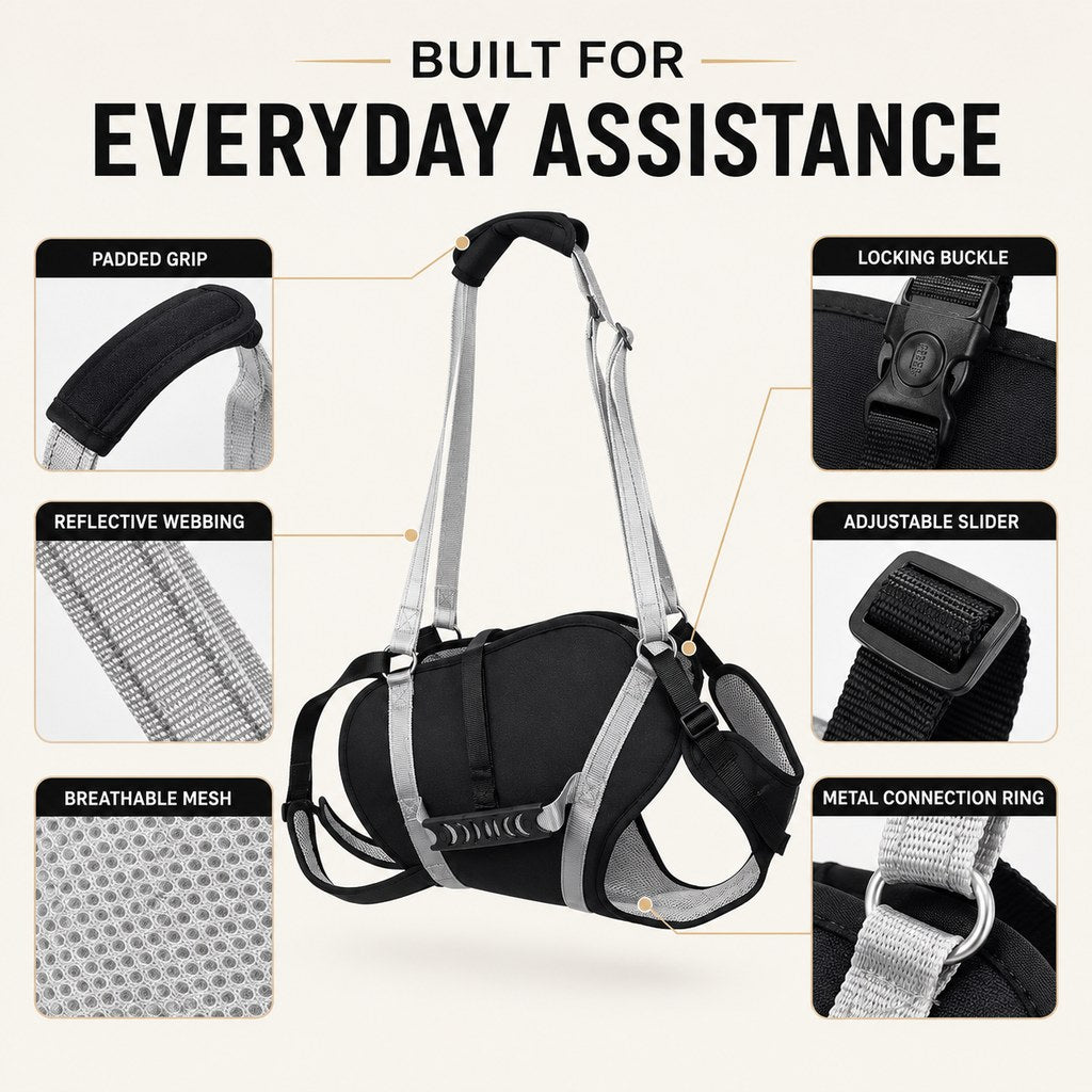Full-Body Adjustable Padded Mesh Dog Lift Harness