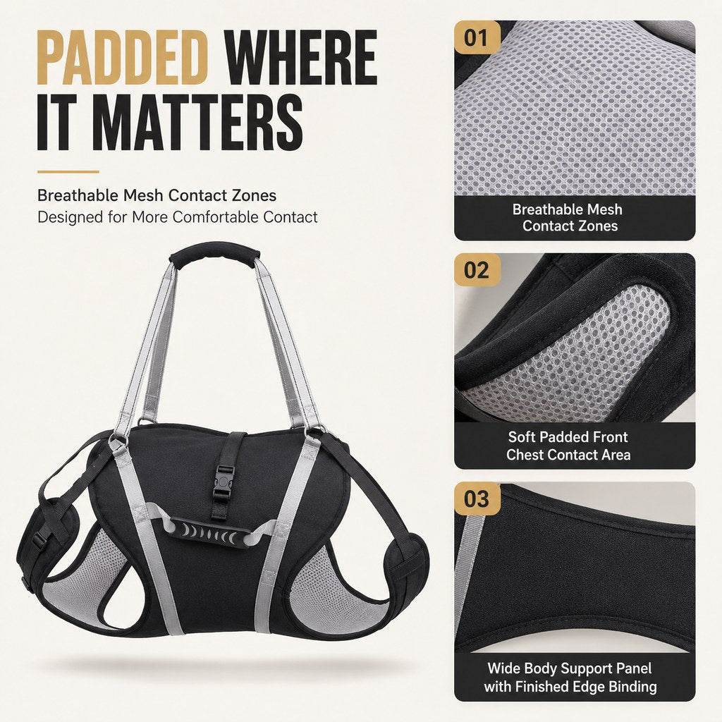 Full-Body Adjustable Padded Mesh Dog Lift Harness