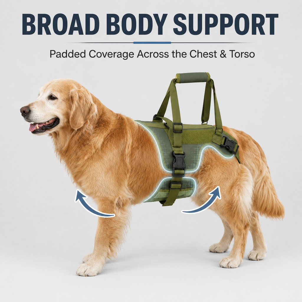 Full-Body Padded Dog Mobility Harness (Adjustable Lift Straps)