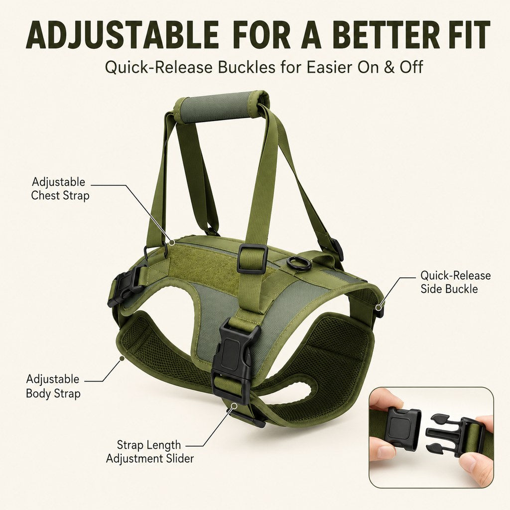 Full-Body Padded Dog Mobility Harness (Adjustable Lift Straps)