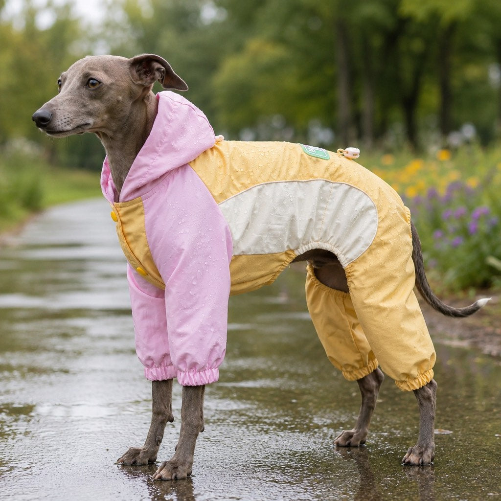 Full-Body Waterproof & Breathable Dog Rain Suit (Built-In Leash Ring)