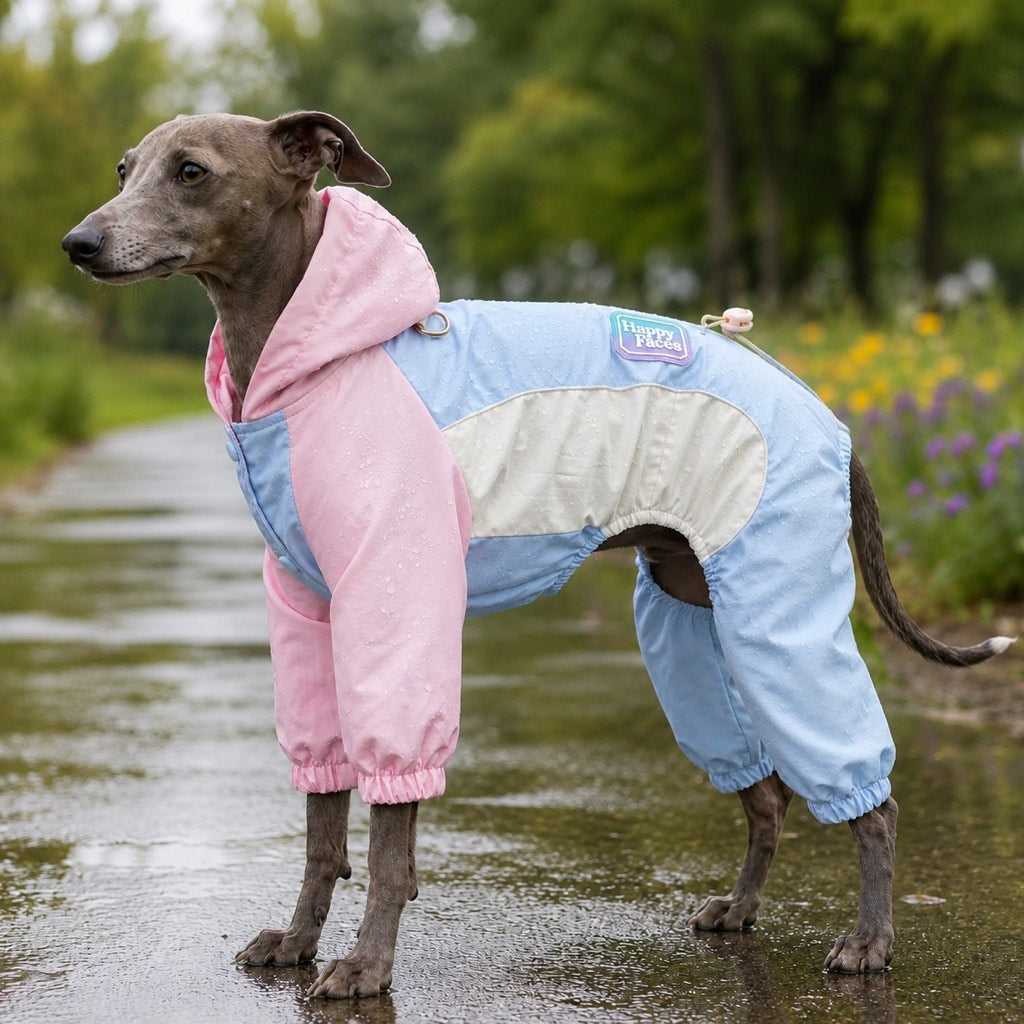 Full-Body Waterproof & Breathable Dog Rain Suit (Built-In Leash Ring)
