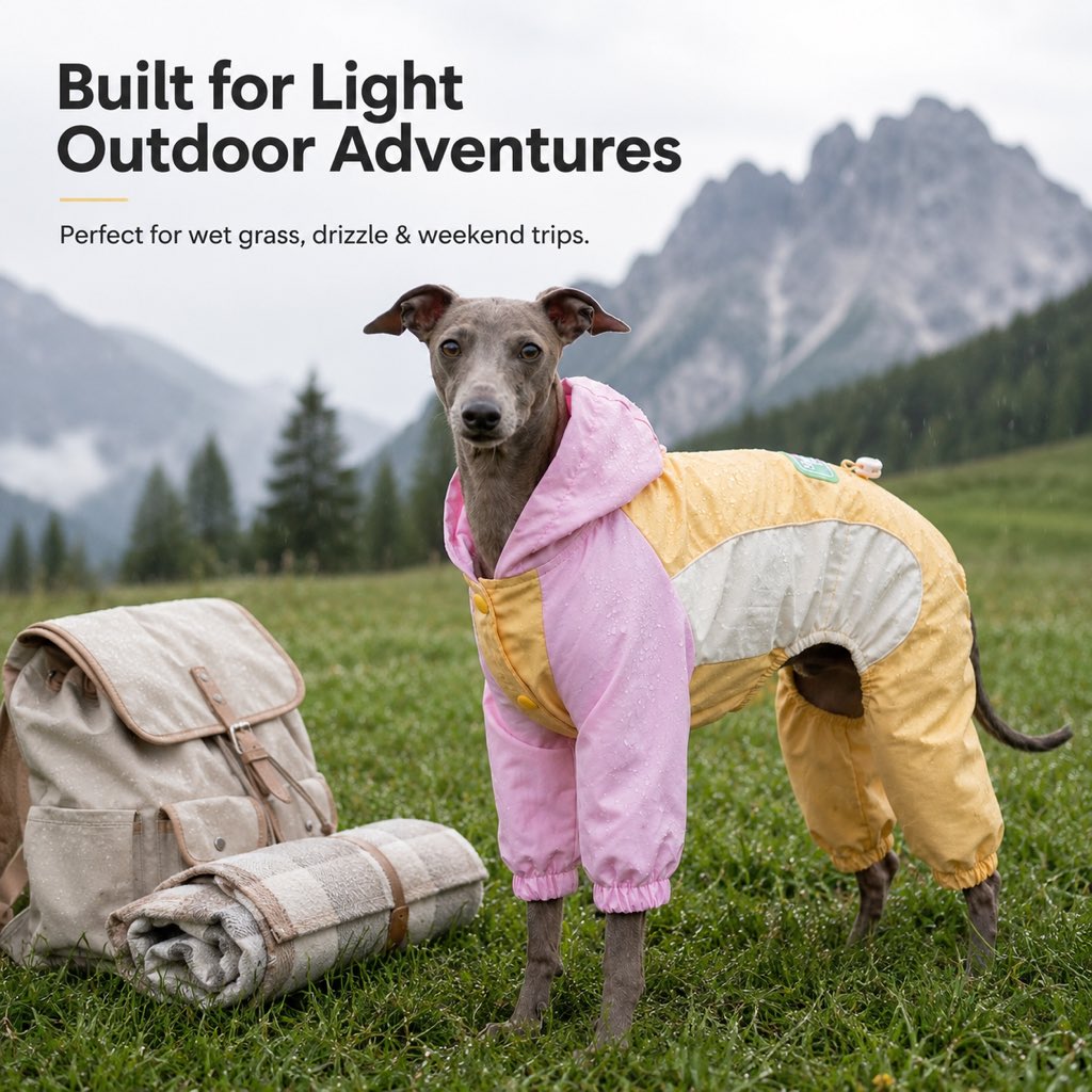 Full-Body Waterproof & Breathable Dog Rain Suit (Built-In Leash Ring)