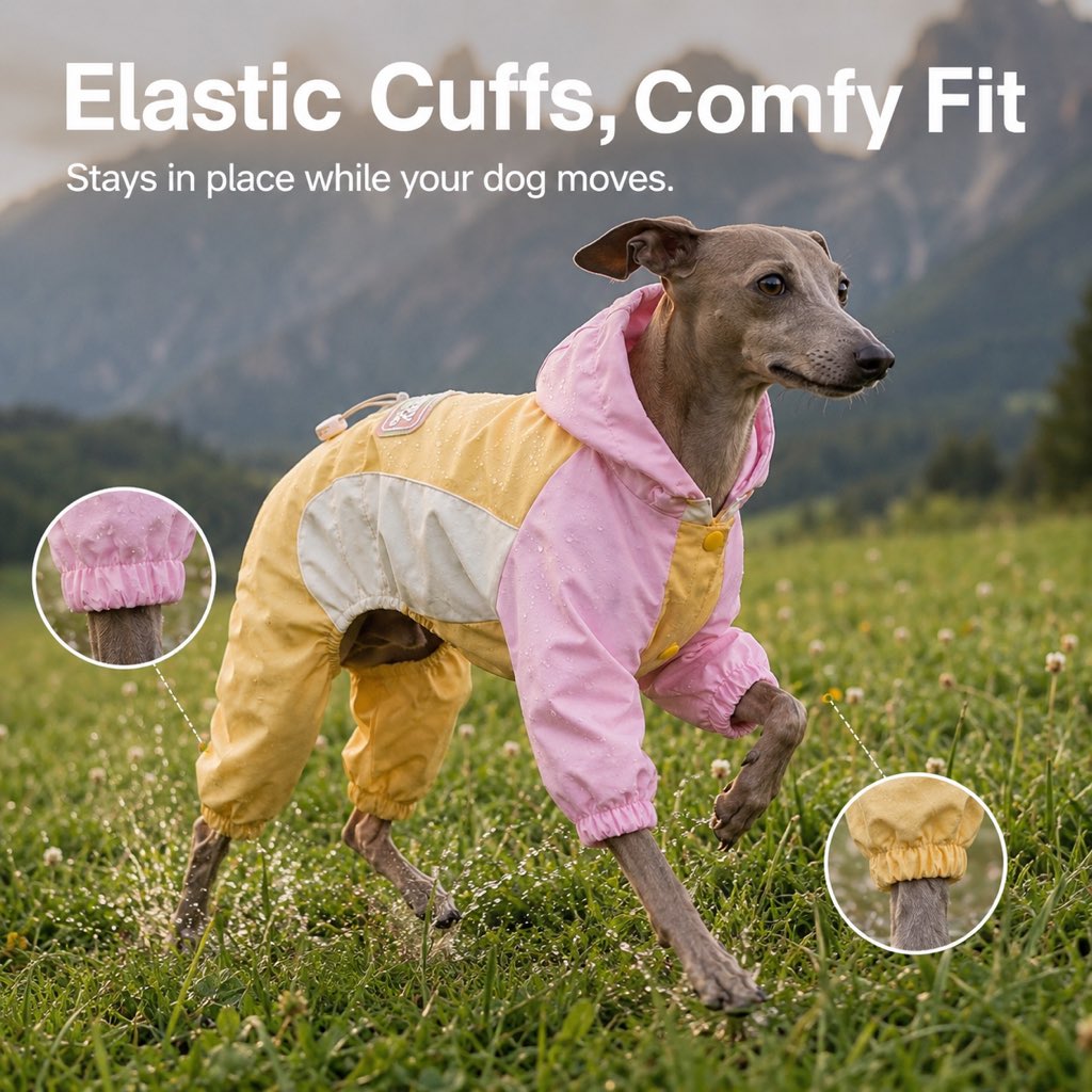 Full-Body Waterproof & Breathable Dog Rain Suit (Built-In Leash Ring)