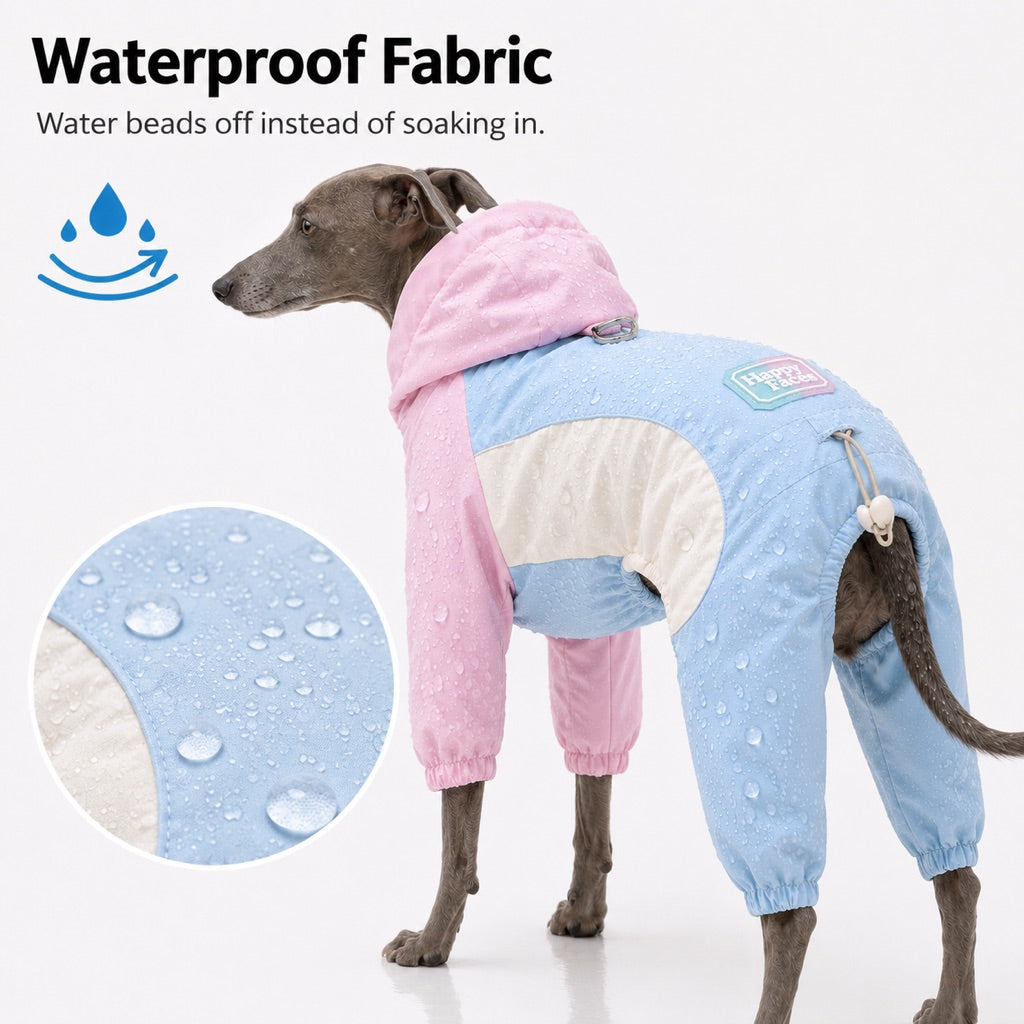 Full-Body Waterproof & Breathable Dog Rain Suit (Built-In Leash Ring)