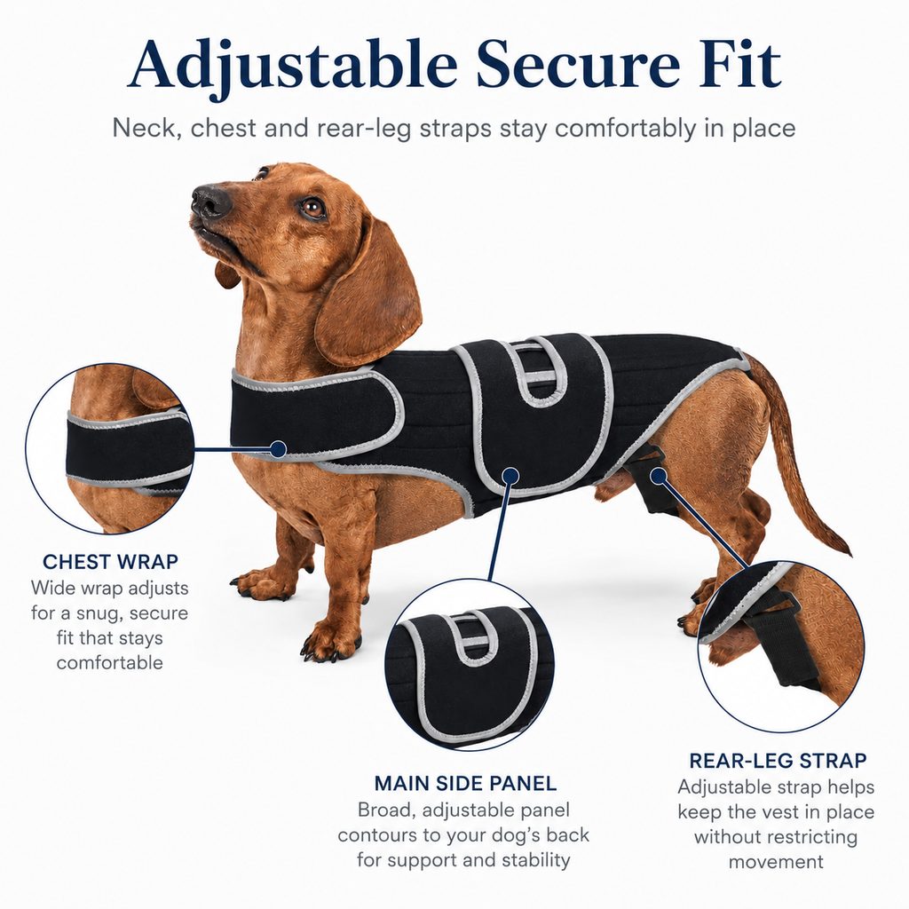 Full-Length Breathable & Adjustable Dog Back Support Vest