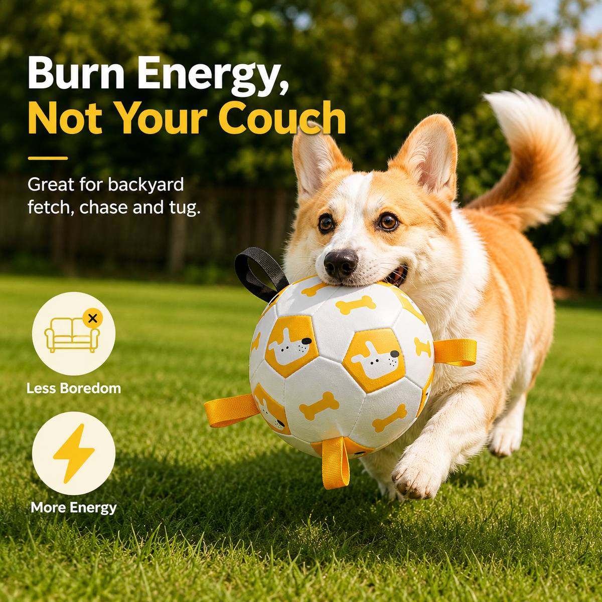 Grab-Tab Inflatable Dog Soccer Ball (Pump Included)