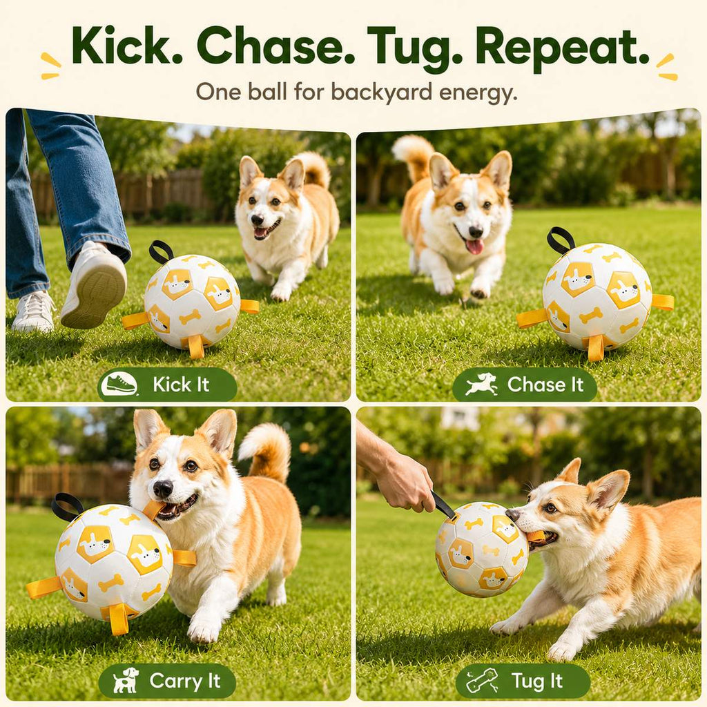 Grab-Tab Inflatable Dog Soccer Ball (Pump Included)