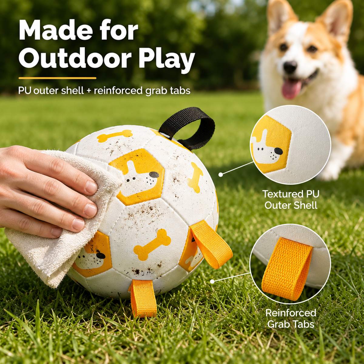 Grab-Tab Inflatable Dog Soccer Ball (Pump Included)