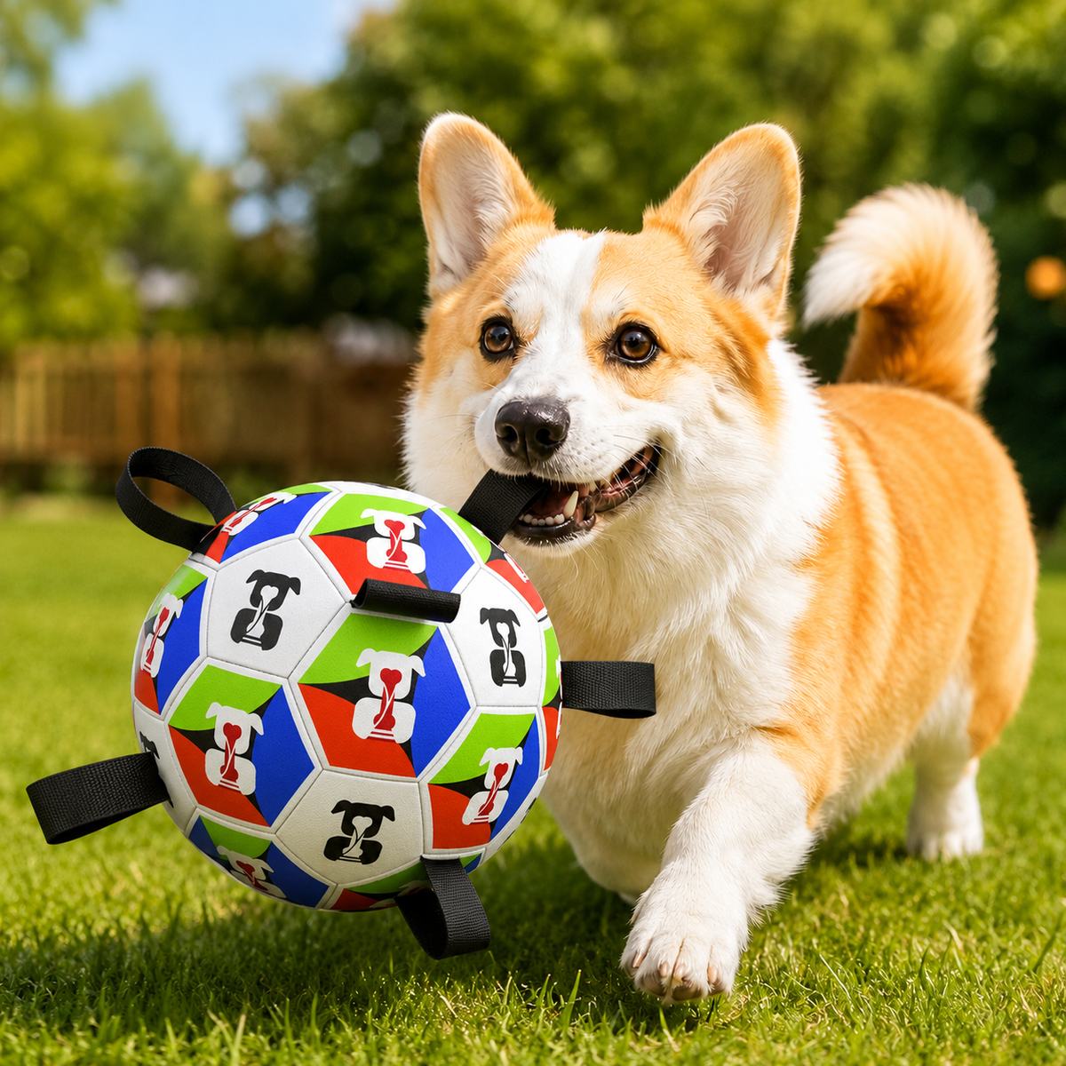Grab-Tab Inflatable Dog Soccer Ball (Pump Included)