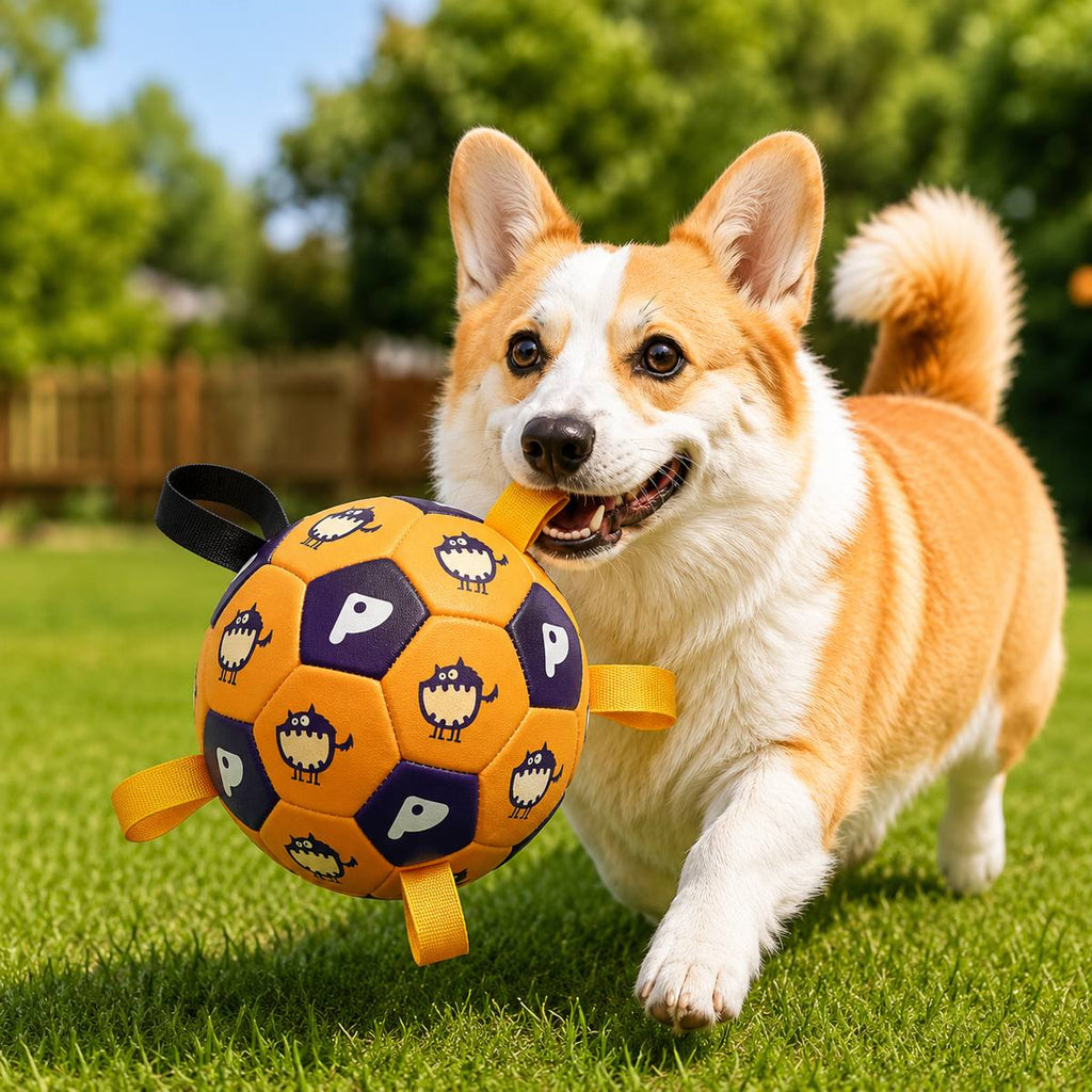 Grab-Tab Inflatable Dog Soccer Ball (Pump Included)