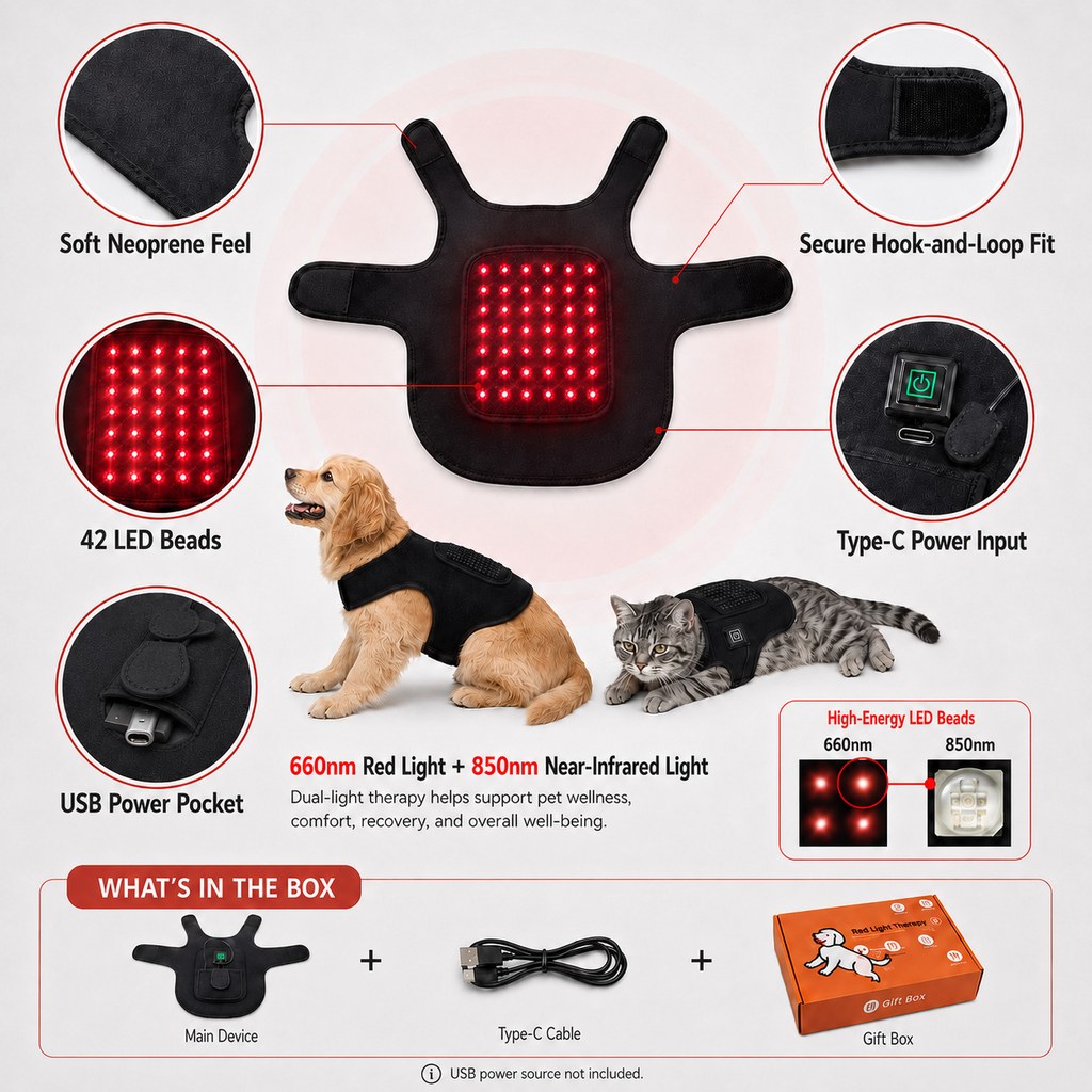 Hands-Free Red & Near-Infrared Vest (For French Bulldogs)