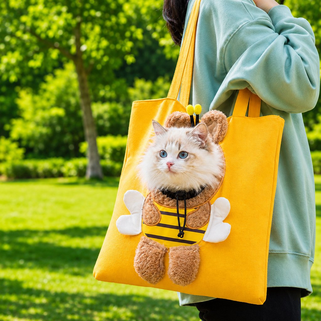 Head-Out Breathable Canvas Pet Carrier Tote (Foldable)
