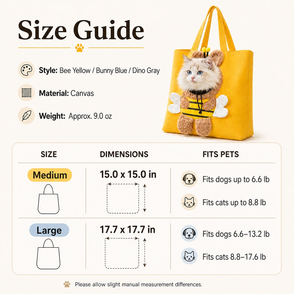 Head-Out Breathable Canvas Pet Carrier Tote (Foldable)