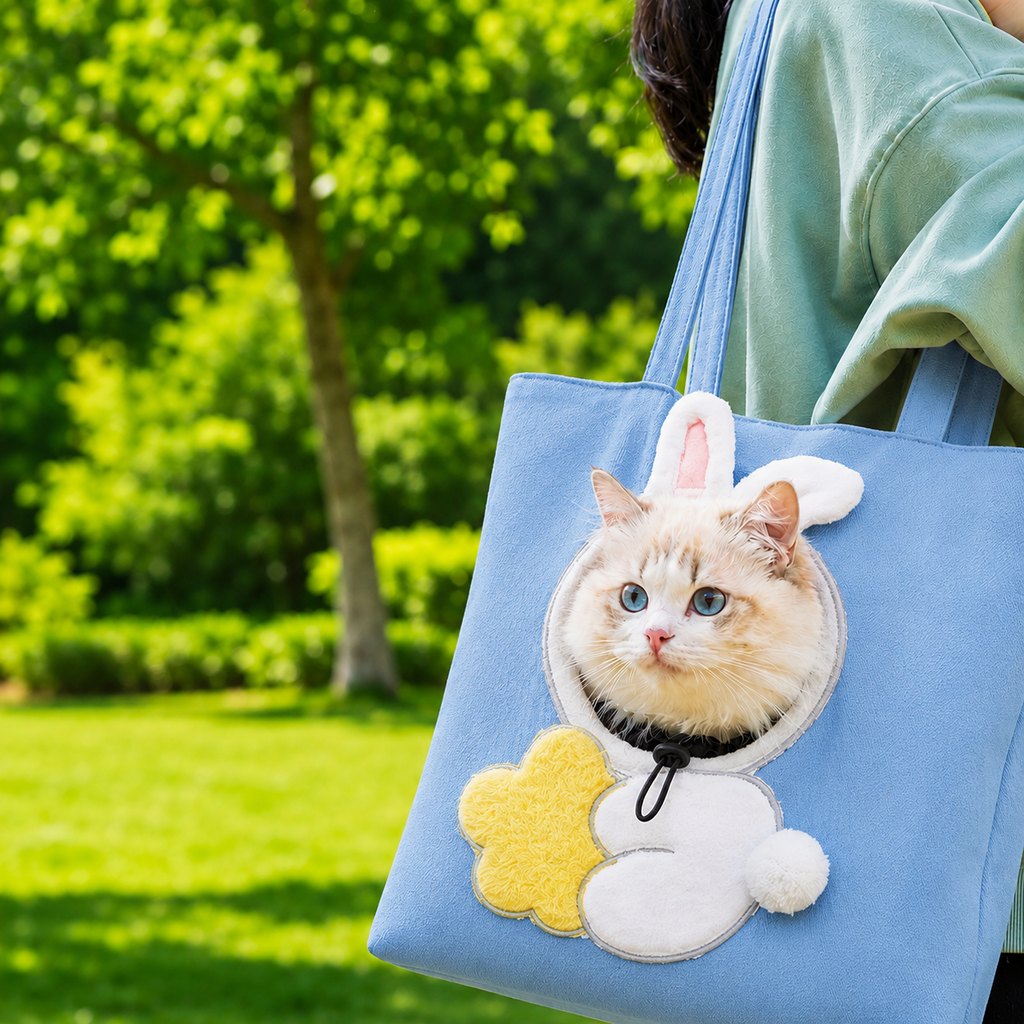 Head-Out Breathable Canvas Pet Carrier Tote (Foldable)
