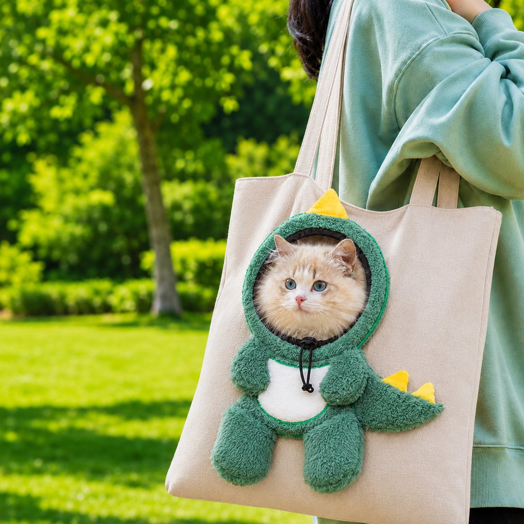 Head-Out Breathable Canvas Pet Carrier Tote (Foldable)